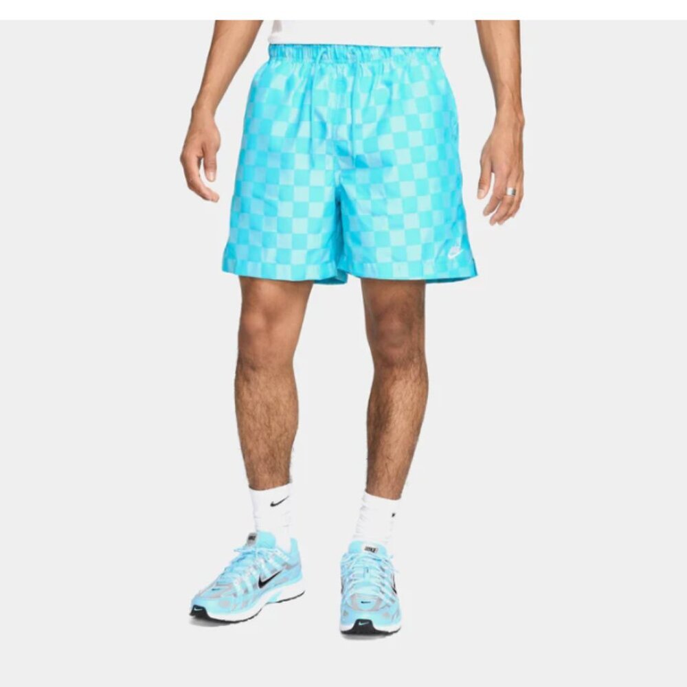 NWT Men's Nike Club Blue Checkerboard Shorts Sz Large